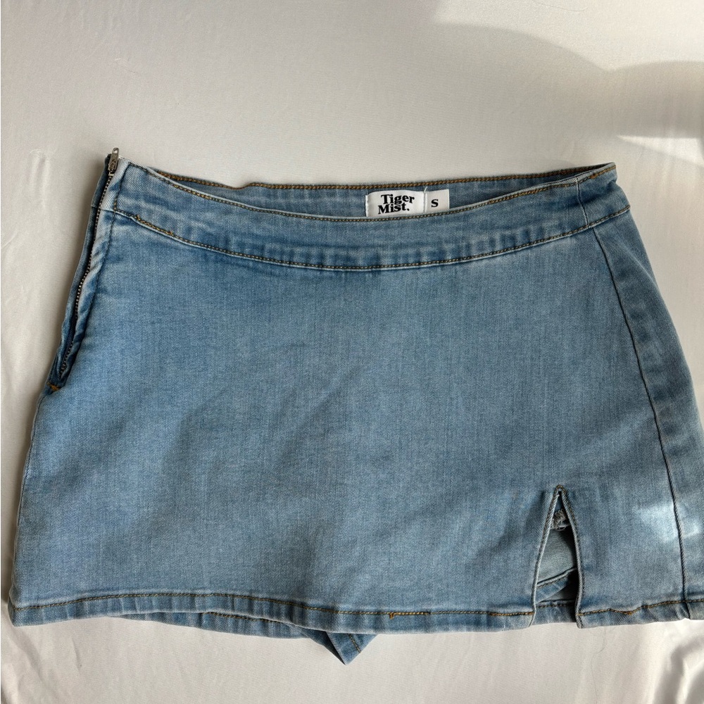 Tiger Mist Sky Blue Denim Mini Skort